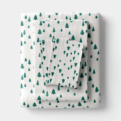 King Christmas Holiday Cotton Sateen Sheet Set Tree Scene - Wondershop