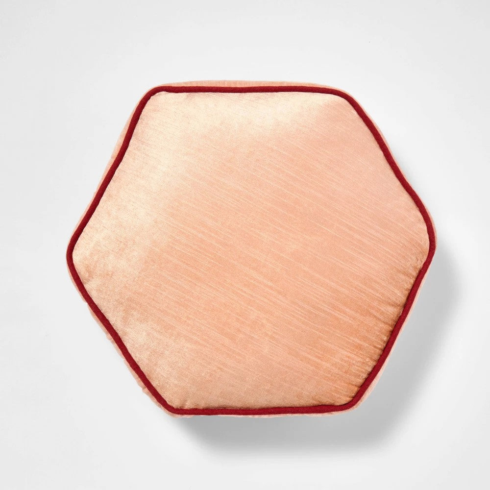 16’’ Textured Velvet Hexagon Throw Pillow Coral - Threshold™ Designed with Studio McGee - *Home Decor & Curtains