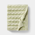 50’’x60’’ Twisted Cable Throw Blanket Green and Cream - Threshold™ Designed with Studio McGee - *Bedding