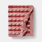 50’’x60’’ Twisted Cable Throw Blanket Burgundy and Cream - Threshold™ Designed with Studio McGee - *Bedding