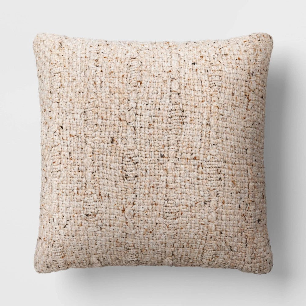 Square Marled Knit Pillow Neutral - Threshold - *Bedding