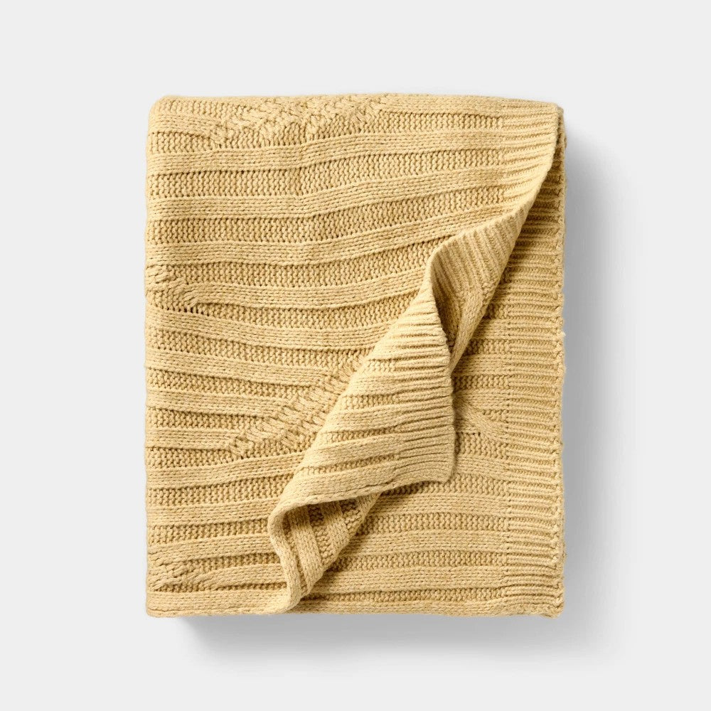Tan Cable Rib Throw - 50 X 60" - Threshold Designed with Studio McGee