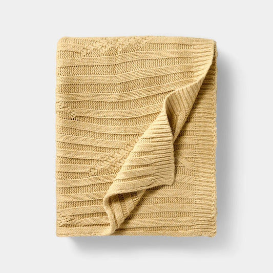 Tan Cable Rib Throw - 50 X 60" - Threshold Designed with Studio McGee