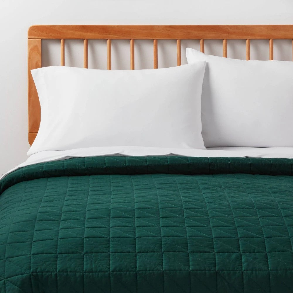 Twin/Twin Extra Long Microfiber Quilt Dark Green - Room Essentials - *Bedding