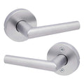 Kwikset 720MILRDT Milan Passage Door Lever Set with Round Rose - Satin Chrome