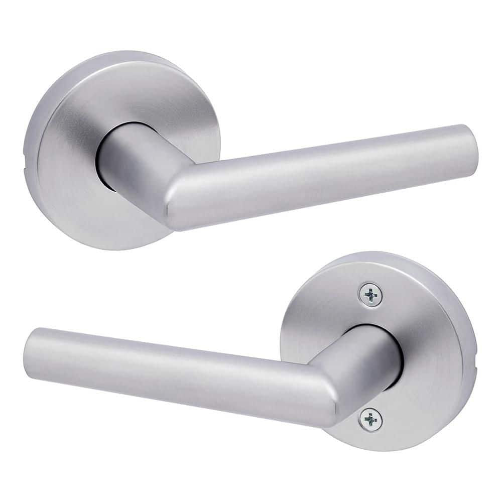 Kwikset 720MILRDT Milan Passage Door Lever Set with Round Rose - Satin Chrome
