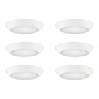 Commercial Electric 6-Pack 4 in. LED Surface Mount Downlight Flush Mount Disk Light Fixture, 900 Lumens, Selectable CCT 2700K-5000K
