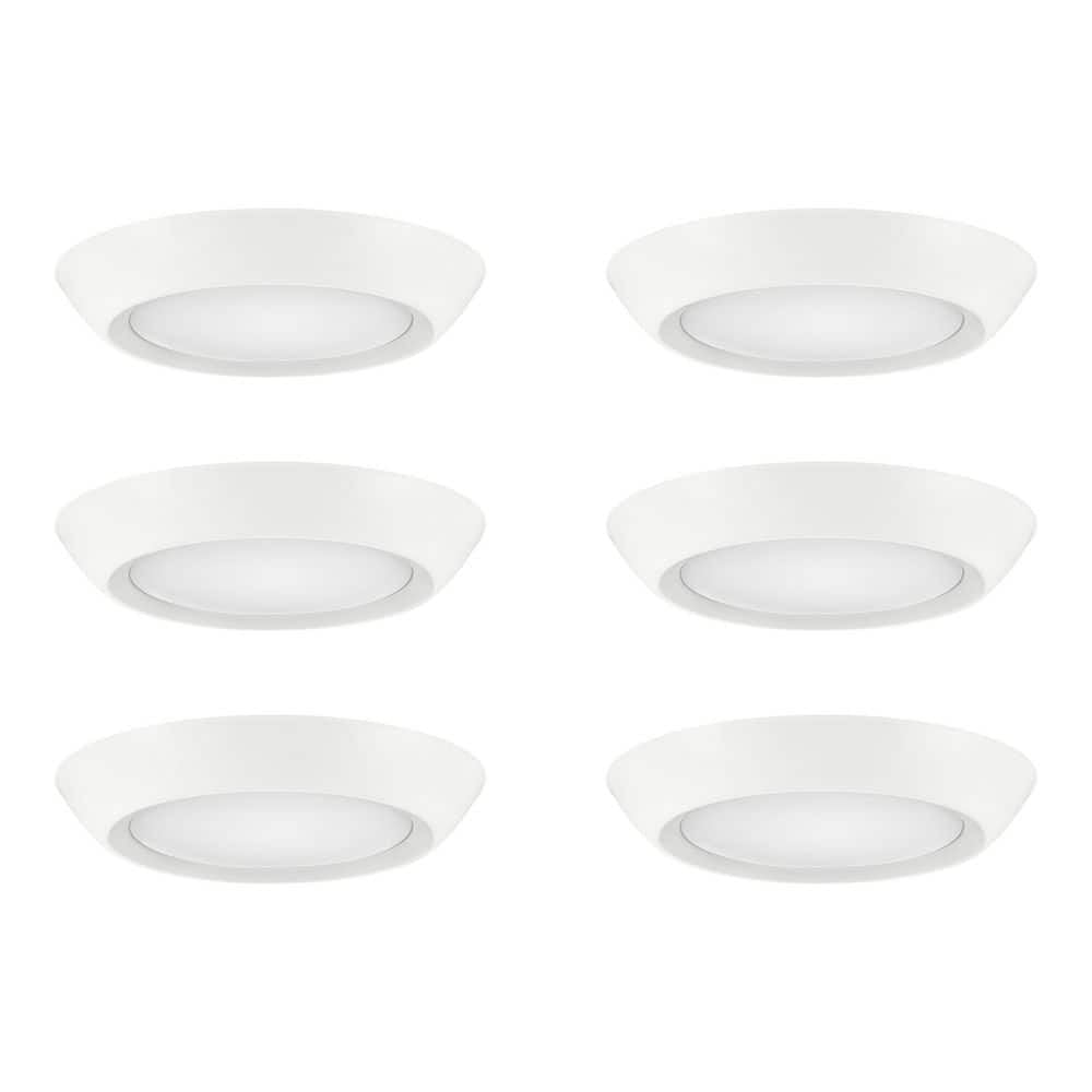 Commercial Electric 6-Pack 4 in. LED Surface Mount Downlight Flush Mount Disk Light Fixture, 900 Lumens, Selectable CCT 2700K-5000K