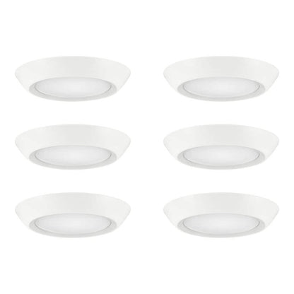 Commercial Electric 6-Pack 4 in. LED Surface Mount Downlight Flush Mount Disk Light Fixture, 900 Lumens, Selectable CCT 2700K-5000K