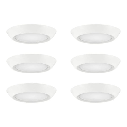 Commercial Electric 6-Pack 4 in. LED Surface Mount Downlight Flush Mount Disk Light Fixture, 900 Lumens, Selectable CCT 2700K-5000K