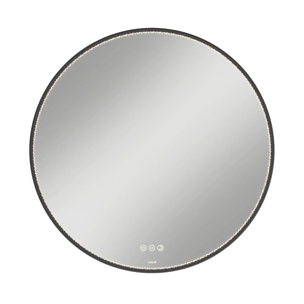 Artika Romy 28 in. W X 28 in. H 3CCT Round Wall Bathroom Anti-Fog Vanity Mirror with Black Frame