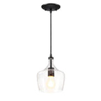 Hukoro 1-Light Kitchen Island Teardrop Clear Glass Dark Bronze Pendant Light