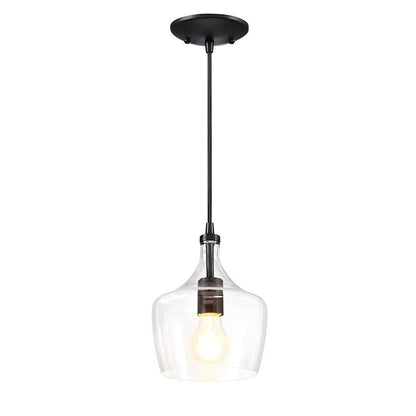 Hukoro 1-Light Kitchen Island Teardrop Clear Glass Dark Bronze Pendant Light