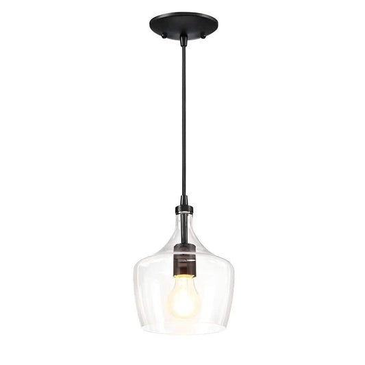 Hukoro 1-Light Kitchen Island Teardrop Clear Glass Dark Bronze Pendant Light