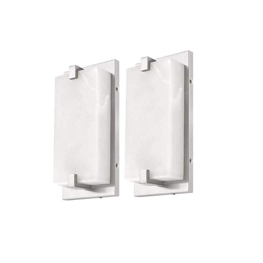 JAZAVA Panish Marble 12.6 in. 1 Light Brushed Nickel LED Vanity Light with Dimmable Feature 2 PK