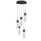 Artika Essence 29-Watts 5-Lights Matte Black Integrated LED Pendant Light with Bubble Glass Shade