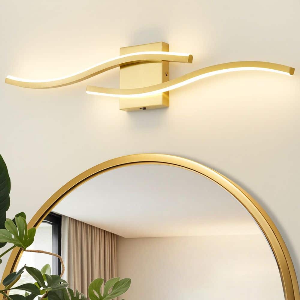 Deyidn 31.5 in. 2 Light 24W Gold LED Vanity Light Dimmable 5CCT with Frosted Acrylic Shade Bathroom Vanity Lighting