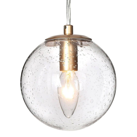 Modern Globe Kitchen Island 1-Light Gold Pendant Light Round Pendant Light with Seeded Glass Shade