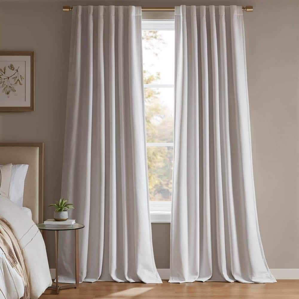 Madison Park Karien 100% Blackout Curtains 52x84 – White, 2-Layer Noise Blocking & Energy Smart Thermal Window Panel Pair with Rod Pocket/Back Tab
