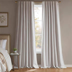 Madison Park Karien 100% Blackout Curtains 52x84 – White, 2-Layer Noise Blocking & Energy Smart Thermal Window Panel Pair with Rod Pocket/Back Tab