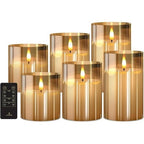 LumiPur Premium Design Series Glass Natural Glow Flameless LED Candle 6 Pack with Remote