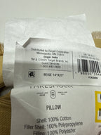 14’’x20’’ Sold Texture Lumbar Throw Pillow with Stripe Fringe Tan - Threshold™ Designed with Studio McGee - *Home Decor