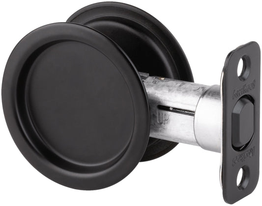 Kwikset 334-514 Round Passage Pocket Door Lock Matte Black Finish