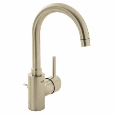 Grohe 32 138 2 Concetto 1.2 GPM Single Hole Bathroom Faucet with Lift Rod Drain Assembly Brushed Nickel Faucet Bathroom Sink Faucets