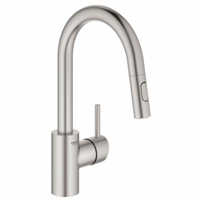 GROHE 31479DC1 Concetto Pull-Down Bar Kitchen Faucet with Sprayer. 1.75 GPM, Supersteel (Stainless Steel)