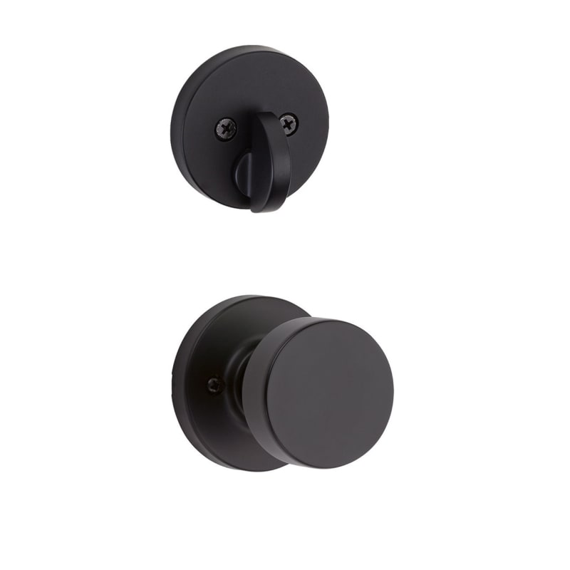 Single Cylinder Interior Pismo Knob Trim with Round Rose Matte Black Finish