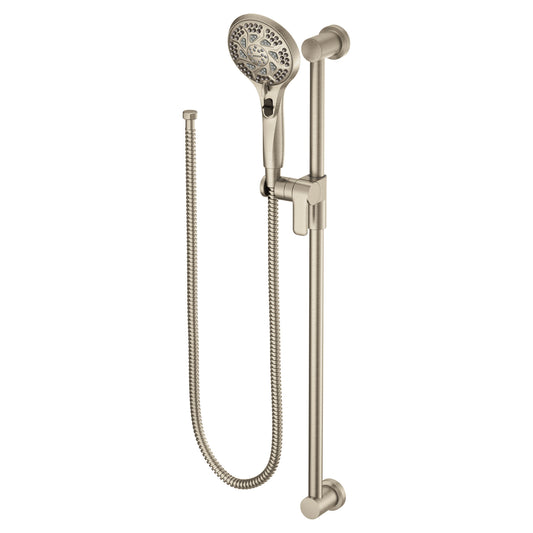 Moen 3671EPBN 5-Function Massaging Handshower with Toggle Pause, Includes 30-Inch Slide Bar and 69-Inch Hose, Brushed Nickel
