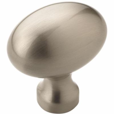 Vaile 1-3/8 in. (35mm) Modern Satin Nickel Oval Cabinet Knob (10-Pack)