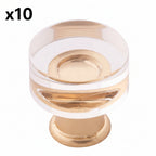 10 x Hickory Hardware P3708 Midway 1" Chic Acrylic Clear Round Button Cabinet Knob / Drawer Knob Crysacrylic with Brushed Golden
