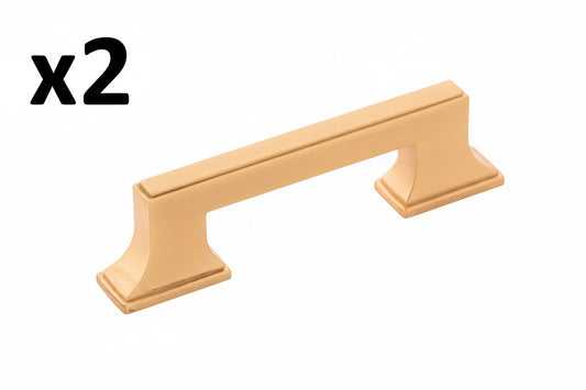2 x Belwith Keeler B077461 Brownstone 3" Center to Center Slim Grip Cabinet Handle / Drawer Pull Brushed Golden Brass