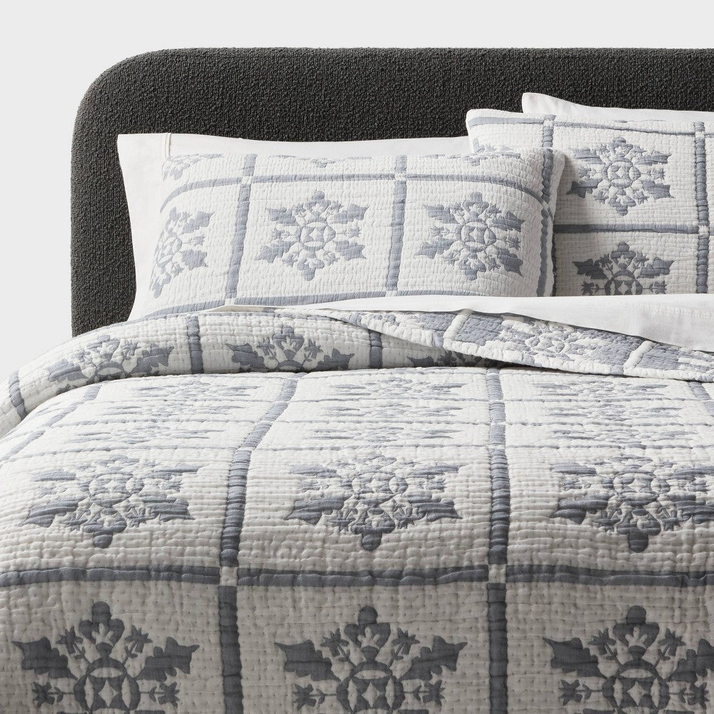 One Sham - King Holiday Matelasse Quilt Set Gray - Threshold - *Bedding