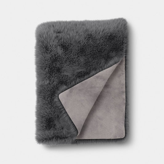 Faux Fur Throw Blanket Gray - Threshold