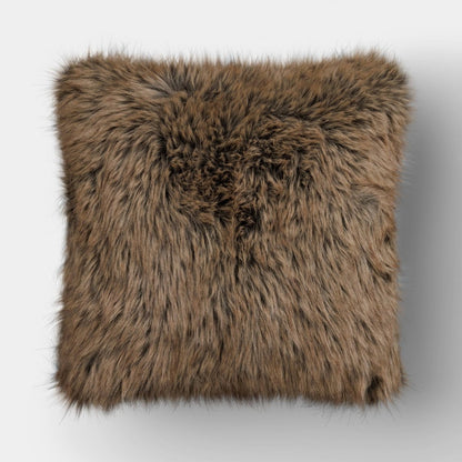 Faux Fur Throw Pillow Brown - Threshold - *Home Decor & Curtains