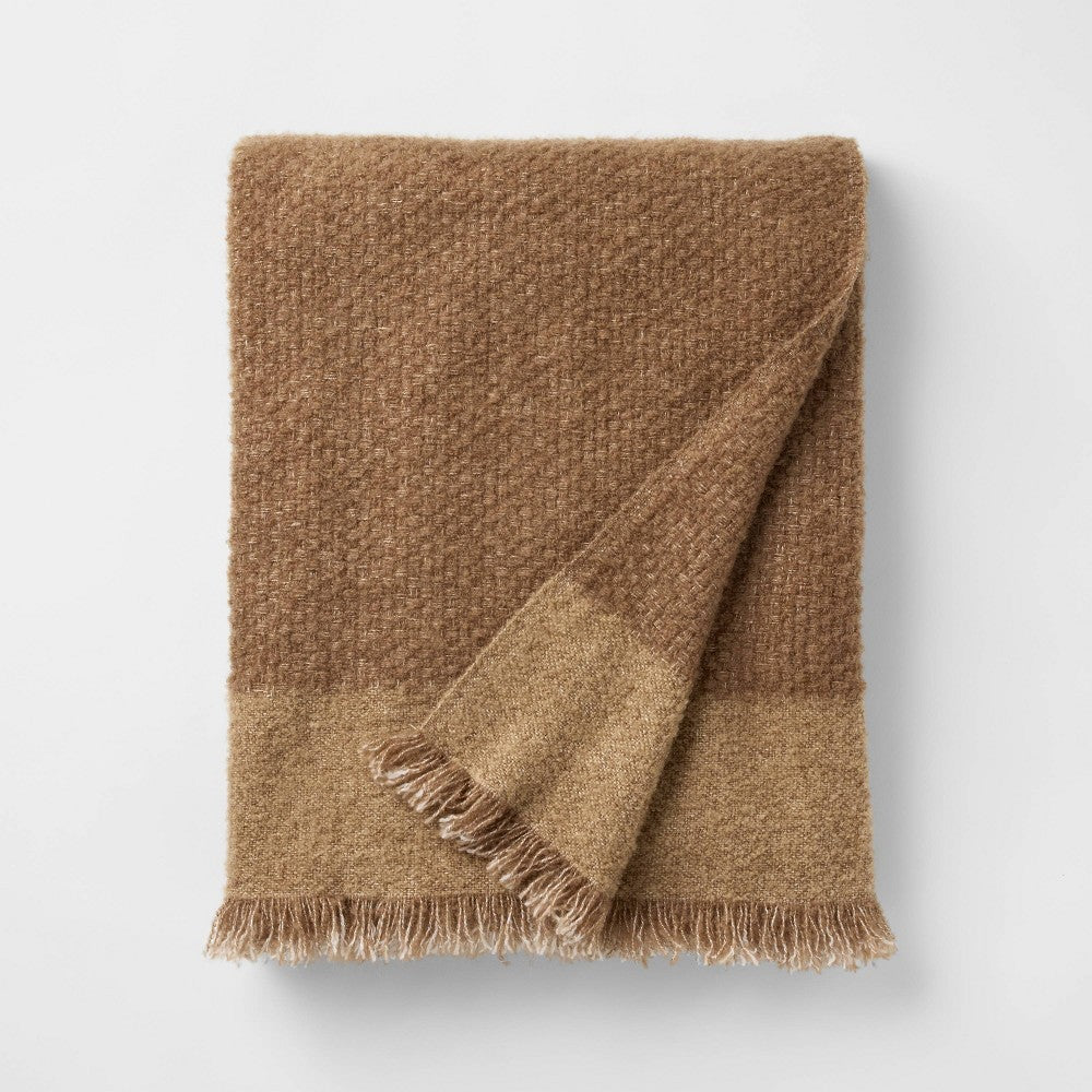 50’’x60’’ Tonal Woven Boucle Throw Blanket Tan - Threshold Designed with Studio McGee - *Bedding