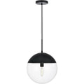 Living District Eclipse 1-Light Metal Pendant in Black and Clear