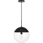 Living District Eclipse 1-Light Metal Pendant in Black and Clear