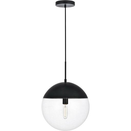 Living District Eclipse 1-Light Metal Pendant in Black and Clear
