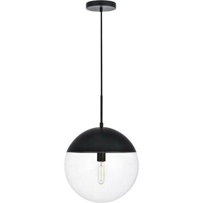 Living District Eclipse 1-Light Metal Pendant in Black and Clear