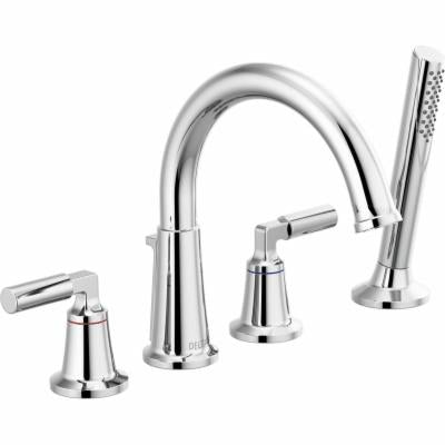 Delta Bowery Deck Mounted Roman Tub Filler with Built-In Diverter and Hand Showe