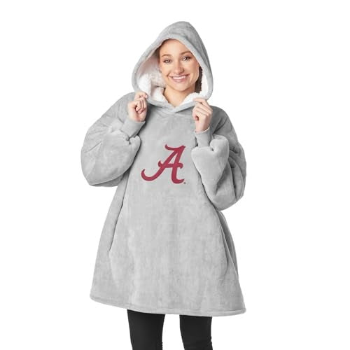 Northwest NCAA Alabama Crimson Tide Hoodler Oversized Sherpa Pullover Hoodie with Embroidered Logo
