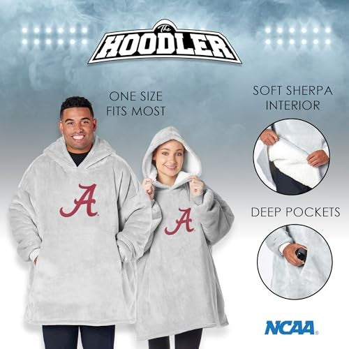 Northwest NCAA Alabama Crimson Tide Hoodler Oversized Sherpa Pullover Hoodie with Embroidered Logo