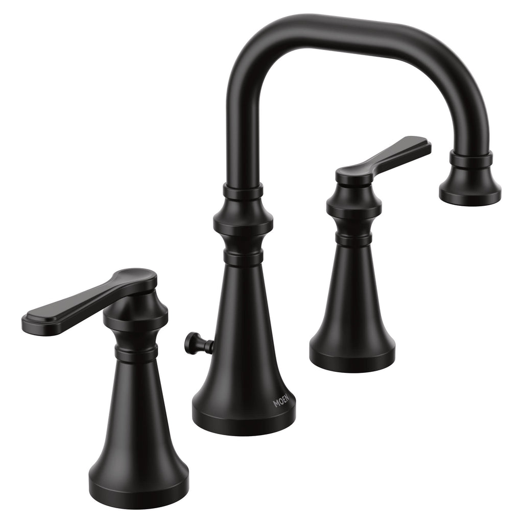 Moen TVS44102 Colinet 1.2 GPM Widespread Bathroom Faucet with Pop-up Drain Assembly Matte Black