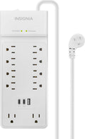 Insignia™ - 10-Outlet / 2-USB-C / 1-USB 2,400 Joules Surge Protector Strip with 6 ft. Power Cord - White - *Lighting &