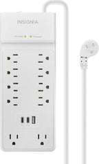 Insignia™ - 10-Outlet / 2-USB-C / 1-USB 2,400 Joules Surge Protector Strip with 6 ft. Power Cord - White - *Lighting &