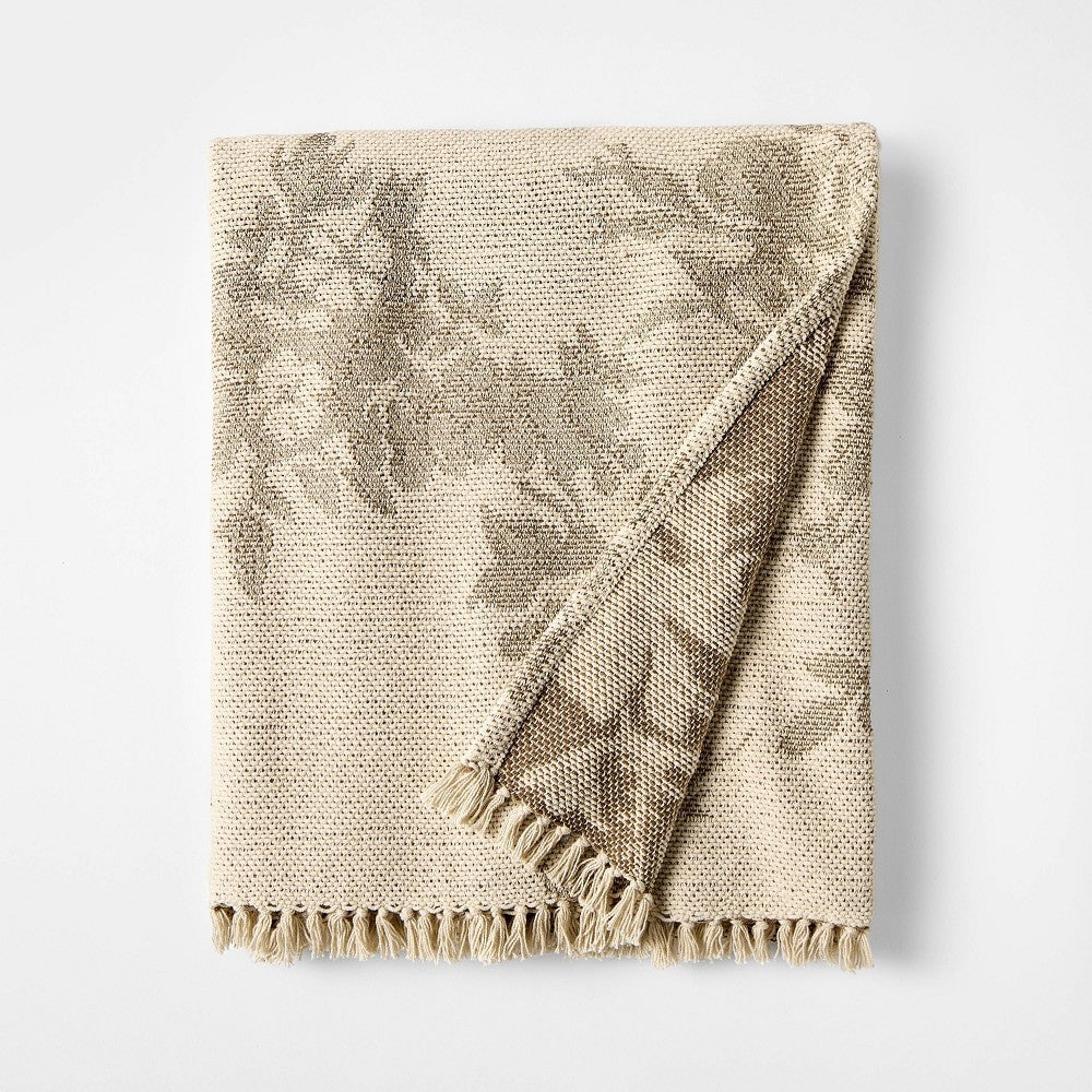 50inx60in Woven Floral and Leaves Pattern Throw with Fringe - Threshold™ Designed with Studio McGee - *Bedding