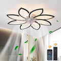 36.22 in. Indoor Black Bubble Modern Flower Low Profile Standard Ceiling Fan with Dimmable Integrated LED and Remote